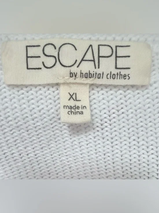 ESCAPE by Habitat White 100% Cotton Beach Pullover Knit Sweater Women’s Size XL - Picture 4 of 7